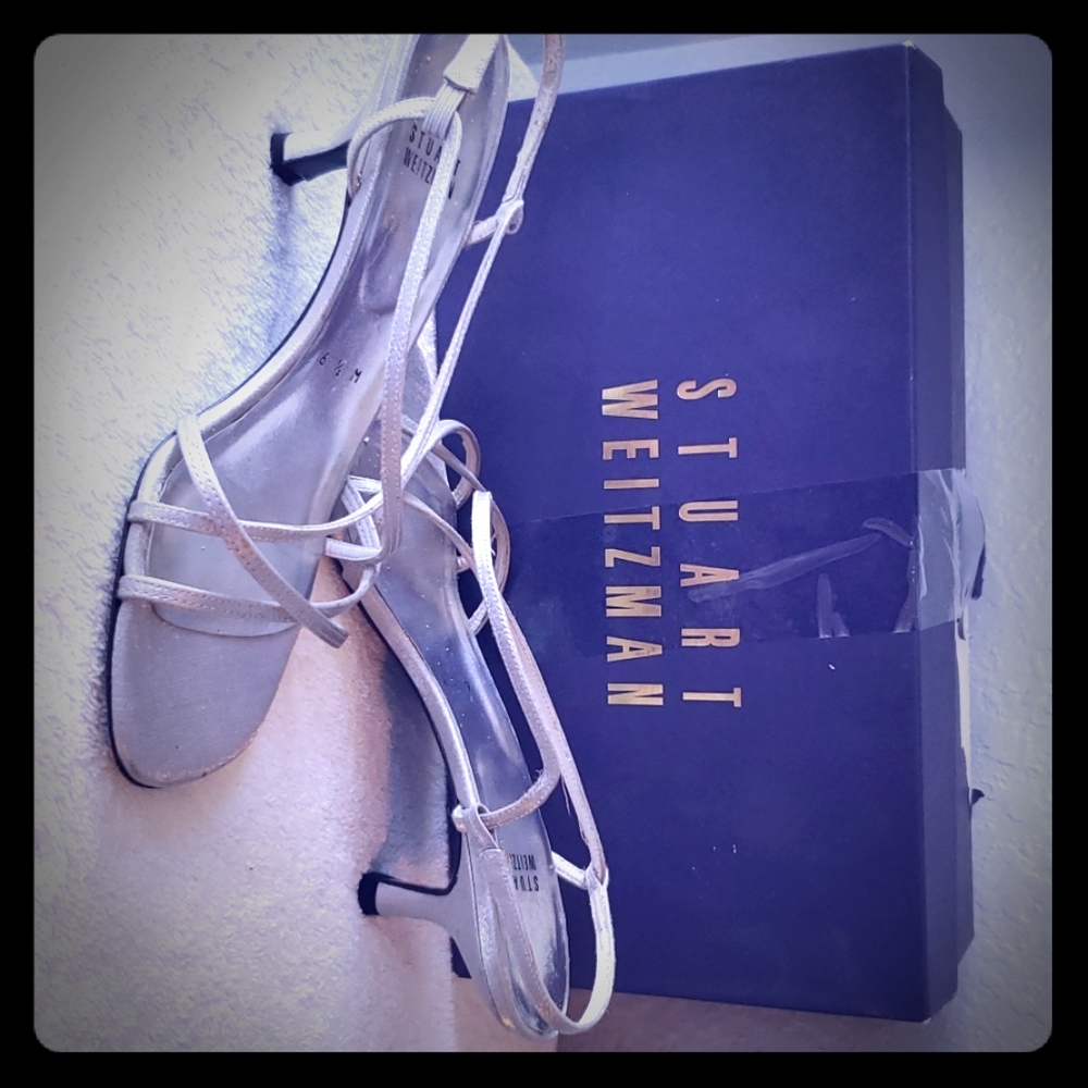 Stuart Weitzman Silver Strappy Sandals